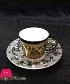 Reflection Mirror Horse Pattern Cup Saucer Porcelain