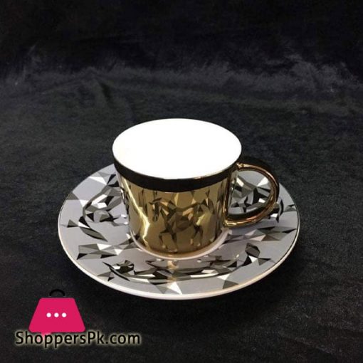 Reflection Mirror Horse Pattern Cup Saucer Porcelain