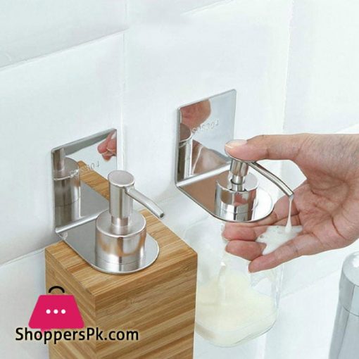 Shampoo Holder Hook Self Adhesive Wall Mounted Shower Gel Bottle Stainless Steel Rack Bathroom Bottle Holder Shower Kitchen Hand Sanitizer Pump