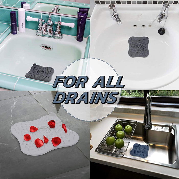 Silicone Drains Protector Shower Drain Hair Catcher /Kitchen/Basin/Sink (5.3”X5.3”)