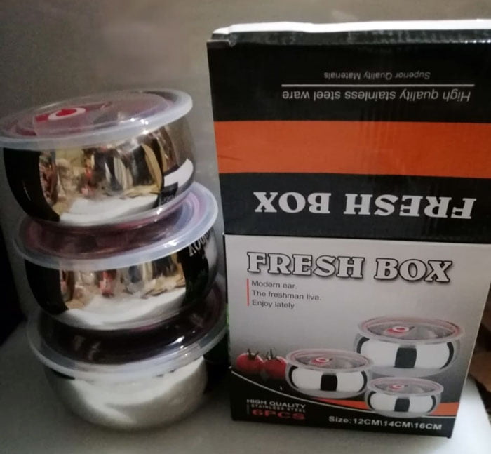 Stainless Steel Food Container Set - 3 Pieces ( 12-14-16 Cm )
