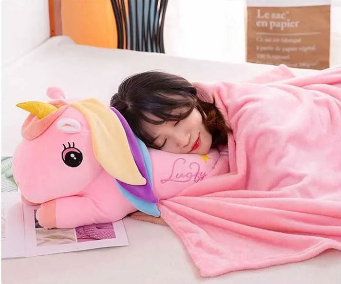 Unicorn Plush Pillow &Amp; Blanket Set