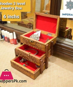 Wood 3 Level jewellery Box 6 Inch