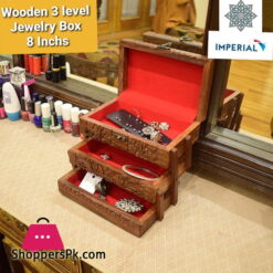 Wood 3 Level jewellery Box 8 Inch