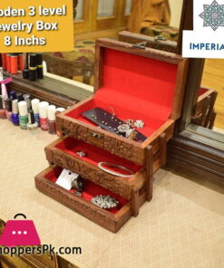 Wood 3 Level jewellery Box 8 Inch
