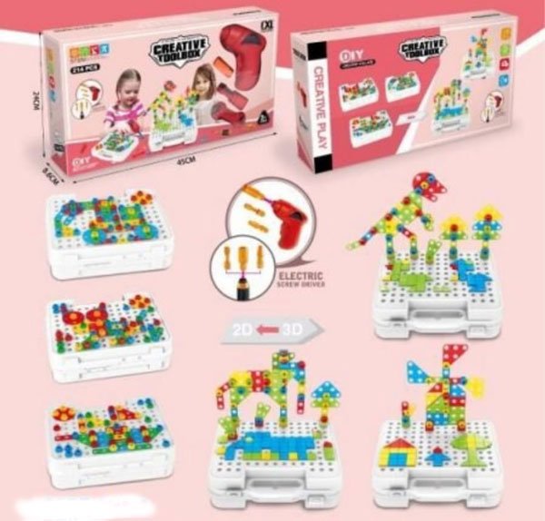 Kids Playing Creative Tool Box 214 Pcs