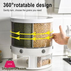 12 KG Rotation Rice & Grains Dispenser With 6 Partition Grids