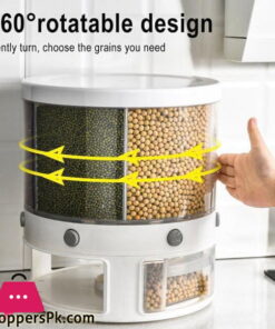 12 KG Rotation Rice & Grains Dispenser With 6 Partition Grids