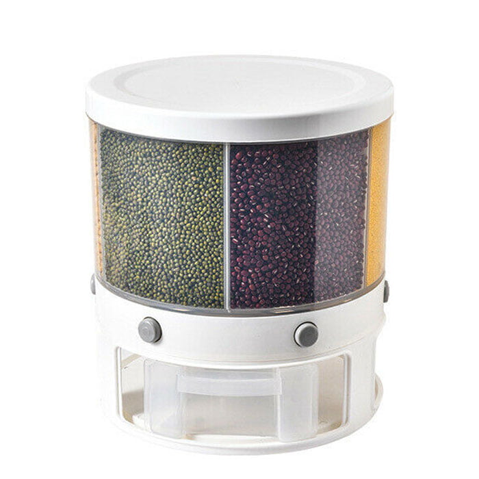 12 Kg Rotation Rice &Amp; Grains Dispenser With 6 Partition Grids