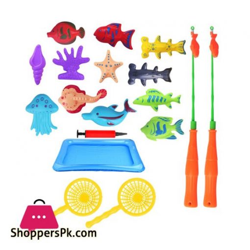 18 Pcs Children's Fishing Toy Set Bath Toy Magnetic Fishing Toy