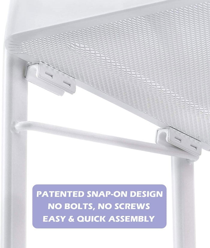 3-Tier Rolling Cart Storage Trolley On Wheels, 3-Tier Utility Cart With Metal Mesh Basket Organization Mobile Storage Rack Shelves For Kitchen Home Office Garage Bathroom, No Screws Assemble