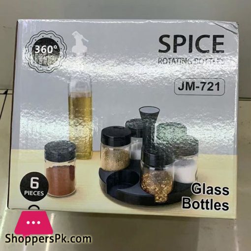 6-Pieces Spices Seasoning Bottles Jars with Rotation Base