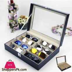 8 Grids PU Leather Sun glasses Case Organizer Box Google Box
