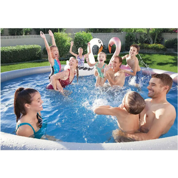 Bestway Fast Set Inflatable Pool Set Round Ring Above Ground Swimming ...