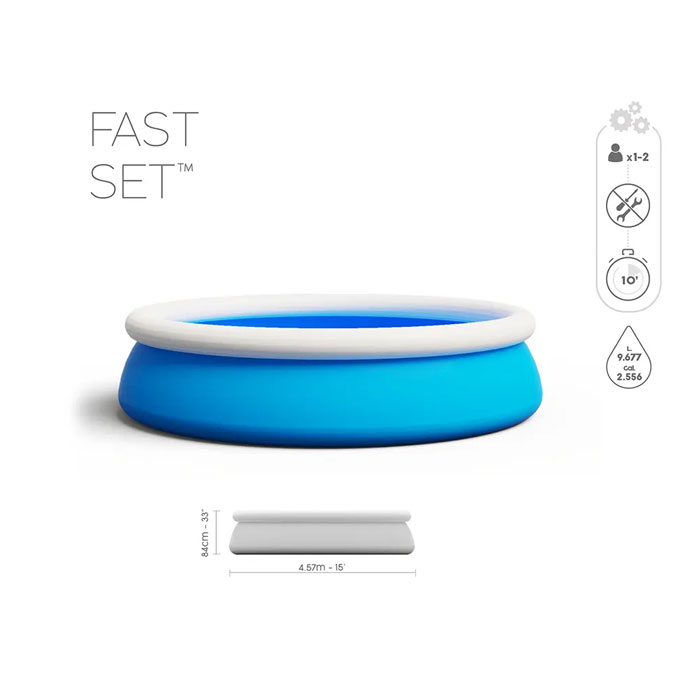 Bestway Fast Set Inflatable Pool Set Round Ring Above Ground Swimming Pool - 57313