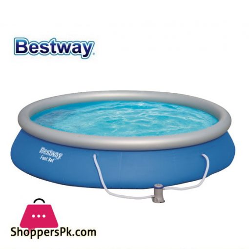 Bestway Fast Set Inflatable Pool Set Round Ring Above Ground Swimming Pool - 57313