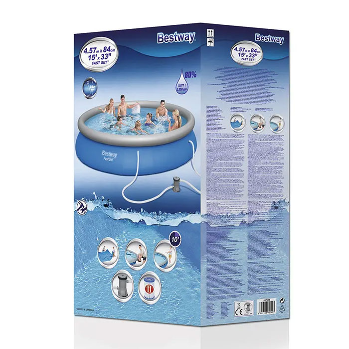 Bestway Fast Set Inflatable Pool Set Round Ring Above Ground Swimming Pool - 57313 10 Bestway Fast Set Inflatable Pool Set Round Ring Above Ground Swimming Pool - 57313
