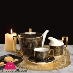 Black N Gold Pattern Tea Set-15 Pcs