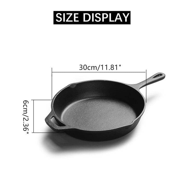 Cast Iron Skillet Pan Durable Fry Pan Double Handle -12 Inch 4 Cast Iron Skillet Pan Durable Fry Pan Double Handle -12 Inch