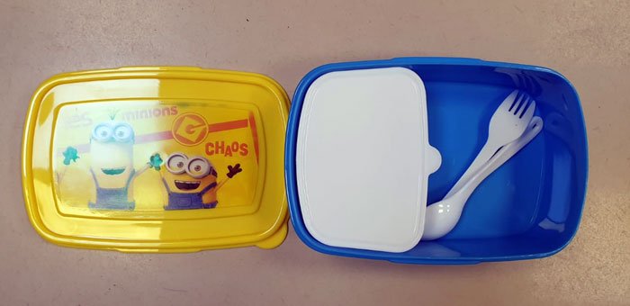 Disney Cartoon Characters School Lunch Box + School Plastic Water Bottle Pack Of 2