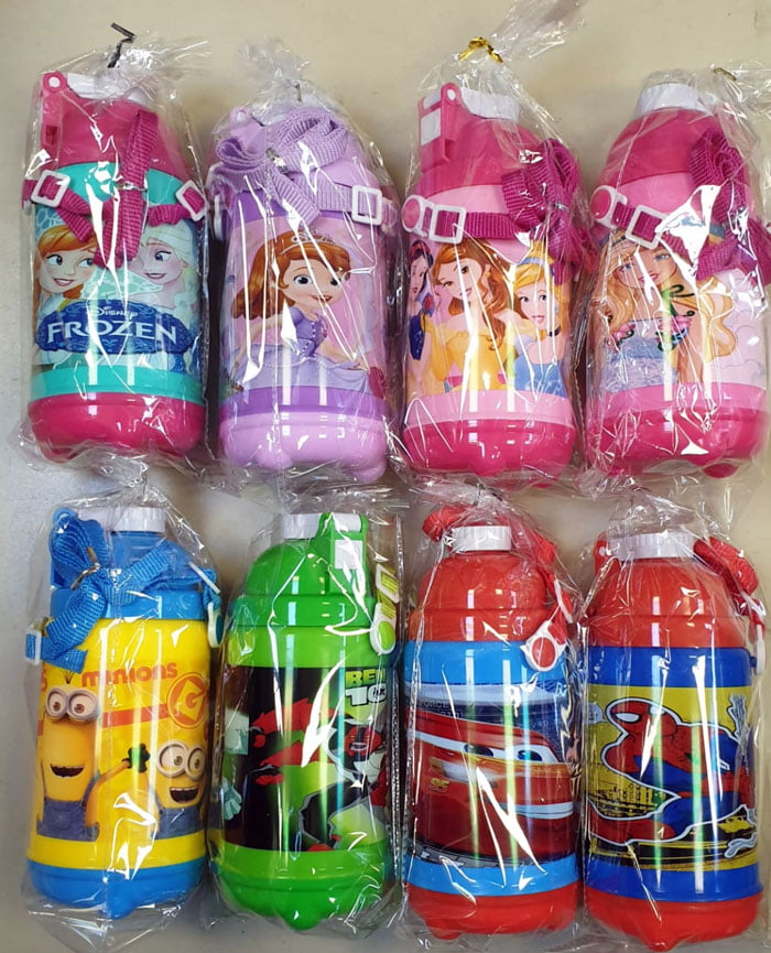 Disney Cartoon Characters School Lunch Box + School Plastic Water Bottle Pack Of 2
