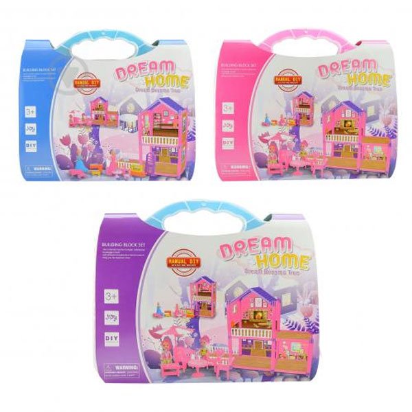 Dream Home Buildable Dollhouse With Accessories In Suitcase