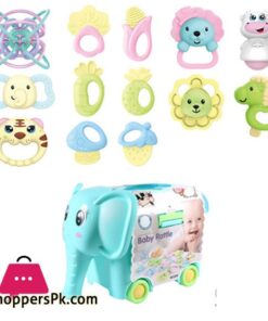 Elephant Box Baby Rattle Set