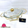 Food Warmer With Glass Dish - Glass Lid Oval Golden 3 Liter L4021