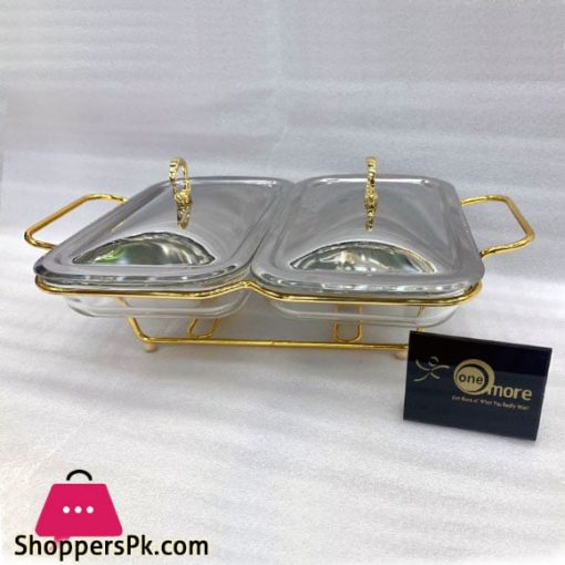 Food Warmer with Glass Dish Golden 2 x 1.5 Liter L4016