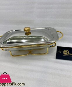 Food Warmer with Glass Dish Square Golden 2 Liter L4017