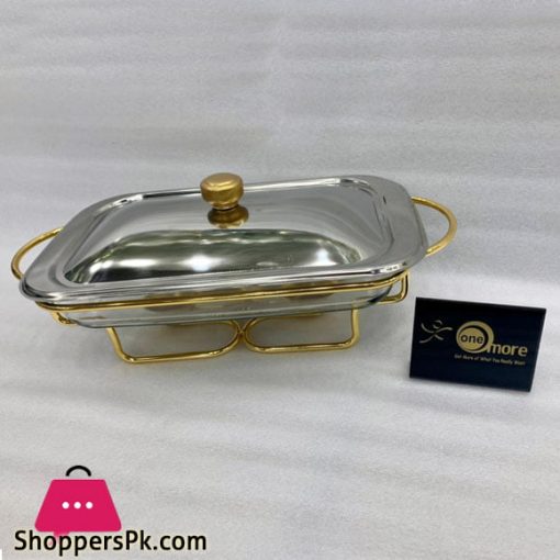 Food Warmer with Glass Dish Square Golden 2 Liter L4017