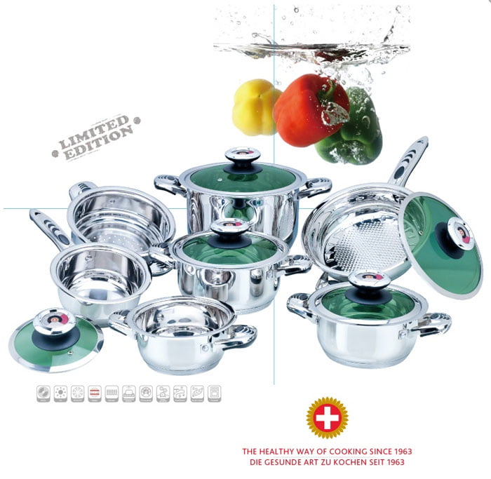 Germany Style Cookware Set Duel Bottom Set Of 12