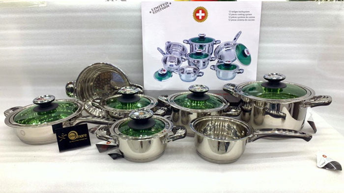 Germany Style Cookware Set Duel Bottom Set Of 12