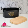 High Quality Bread Box with Wooden Lid + Cutting Board