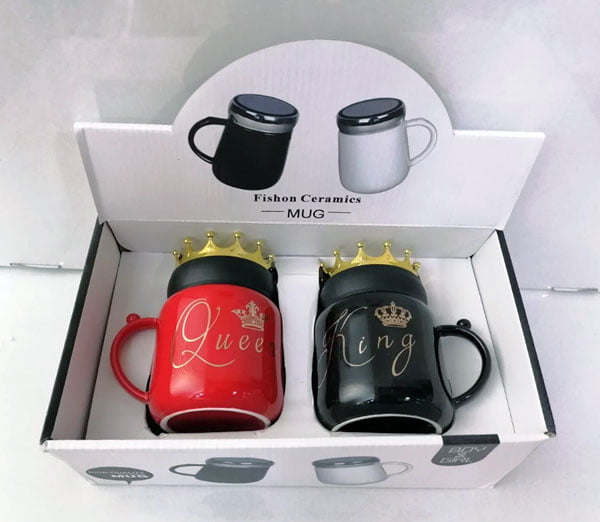 High Quality Ceramic Queen & King Mug Set