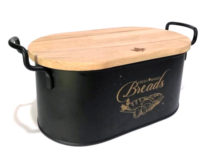 High Quality Bread Box With Wooden Lid + Cutting Board