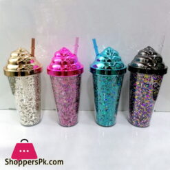 High Quality Shining Juice Jar with Straw One Piece