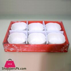 Imperial collection Ceramic Bowls Set of 6 White - Flower-Shape