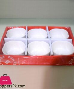 Imperial collection Ceramic Bowls Set of 6 White - Flower-Shape