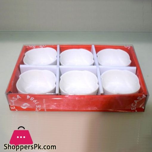 Imperial collection Ceramic Bowls Set of 6 White - Flower-Shape