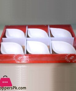 Imperial collection Ceramic Bowls Set of 6 White -Leaf Shape