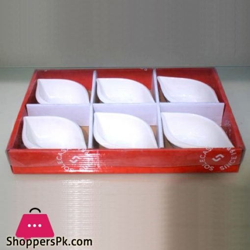 Imperial collection Ceramic Bowls Set of 6 White -Leaf Shape