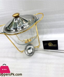 Inox Stainless Steel Round Soup Warmer With Ladle Golden 4 Liter L4020