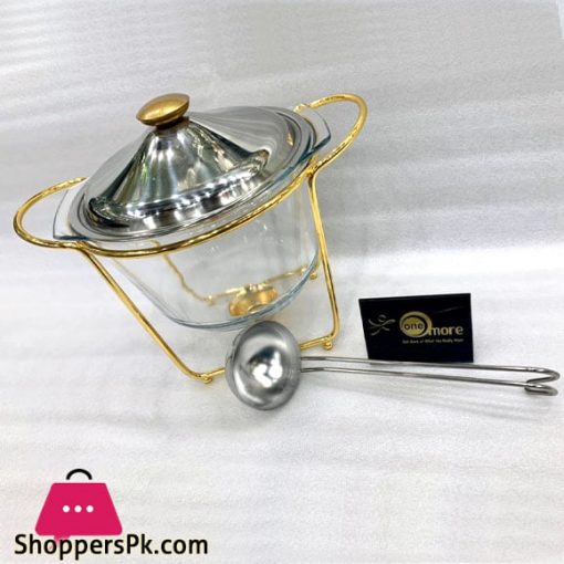 Inox Stainless Steel Round Soup Warmer With Ladle Golden 4 Liter L4020