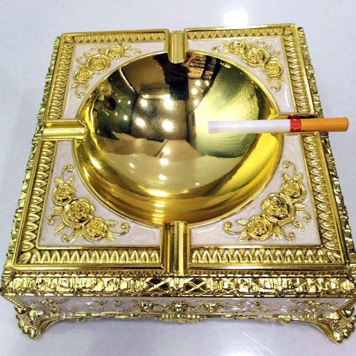 Jinserta Metal Craft Ashtray Squarecreative Ash Holder Home Decoration For Living Room Home Office Accessories