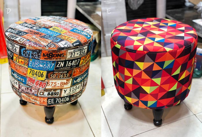 Khaadi Print Ottoman Foam Cushioned 4 Wooden Leg