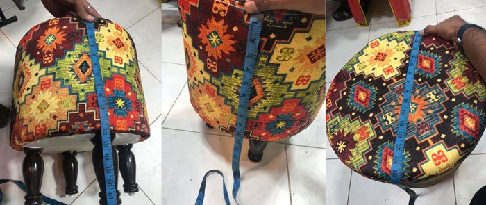 Khaadi Print Ottoman Foam Cushioned 4 Wooden Leg