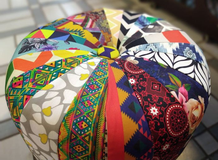 Khaadi Sitting Printed Ottoman Cushioned 4 Wooden Leg