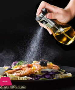 Leak Proof Oil Sprayer Bottle for Cooking with Mini Funnel Oil Spray Bottle for Kitchen Baking BBQ Salad Grilling Frying etc Olive Oil Spray for Cooking Pan ( 200ml , Glass + Stainless Steel )