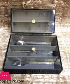 Leather Cutlery Box Knife Fork Glass Lid - 3 Partition